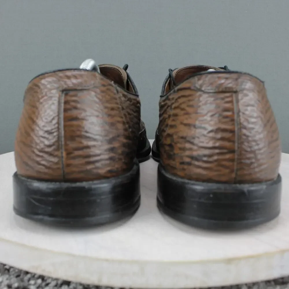 Allen Edmonds Nassau Sharkskin Mens 14 AAA Brown Leather Oxford Dress - Picture 6 of 10